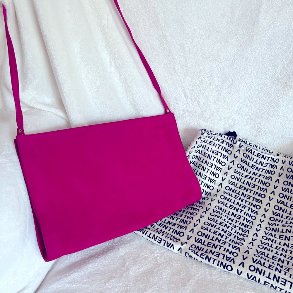 Valentino Vintage Pink Suede Envelope Bag